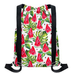 White Tropical Watermelon Pattern Print Drawstring Backpack