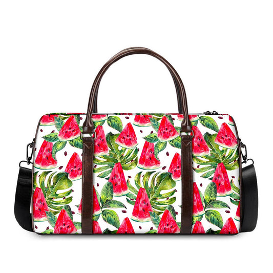 White Tropical Watermelon Pattern Print Duffle Bag