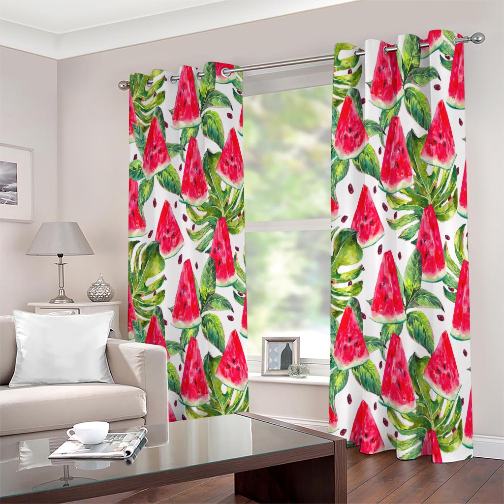 White Tropical Watermelon Pattern Print Extra Wide Grommet Curtains