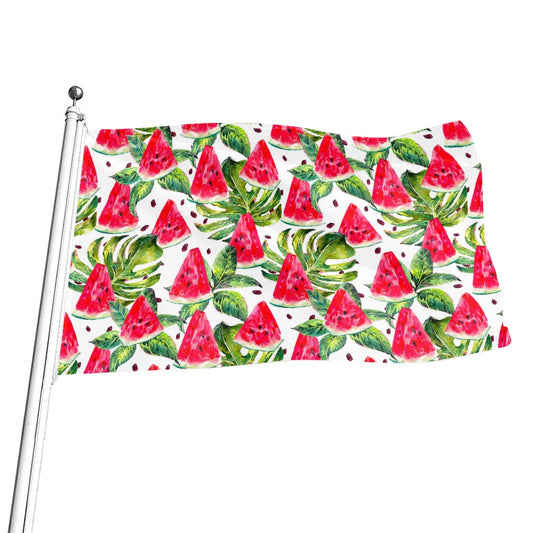 White Tropical Watermelon Pattern Print Flag