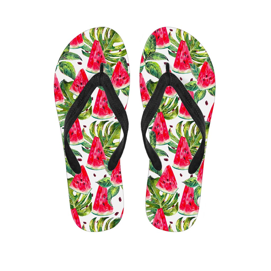 White Tropical Watermelon Pattern Print Flip Flops