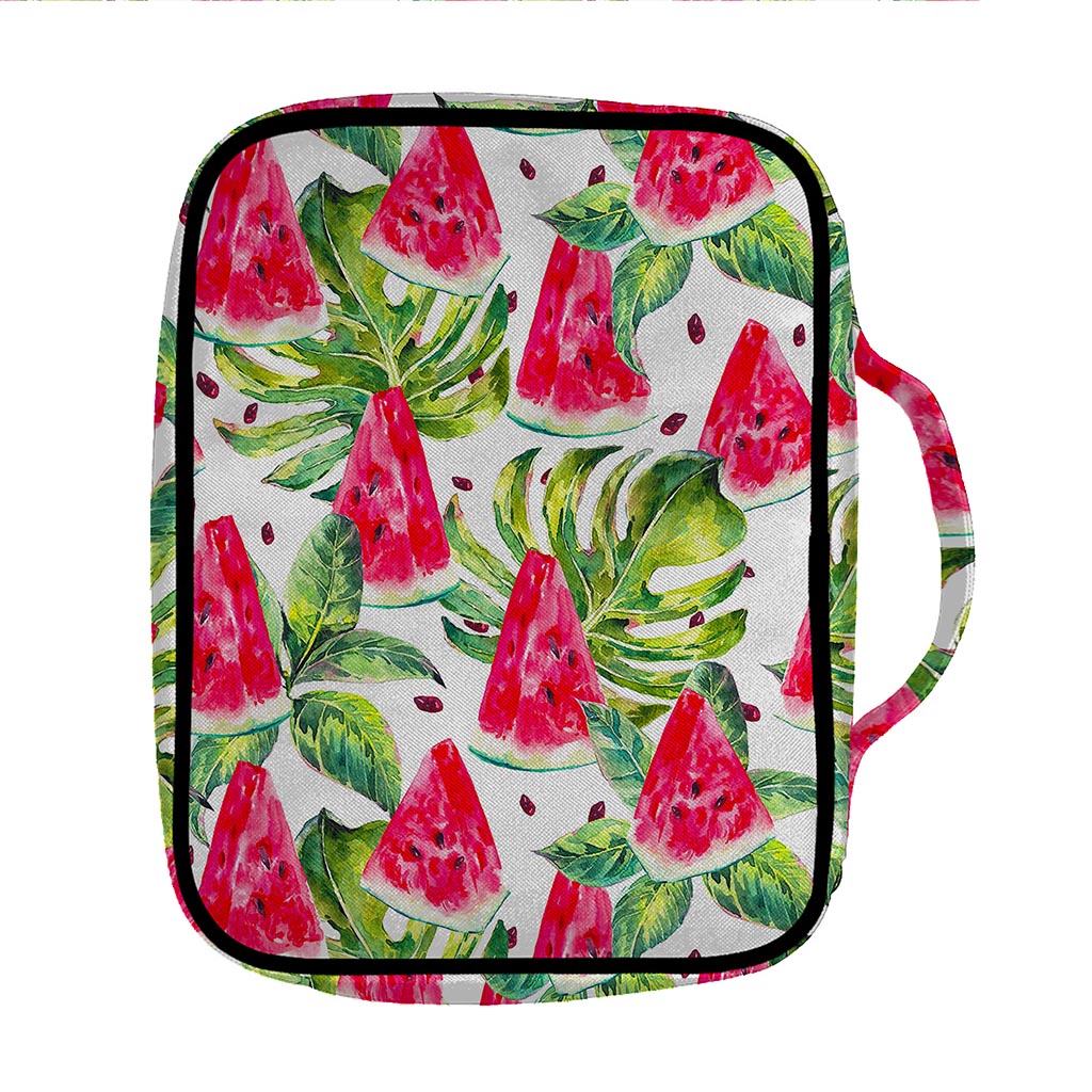 White Tropical Watermelon Pattern Print Front Pocket Bible Bag