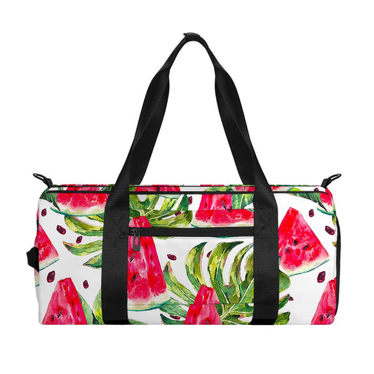 White Tropical Watermelon Pattern Print Gym Bag