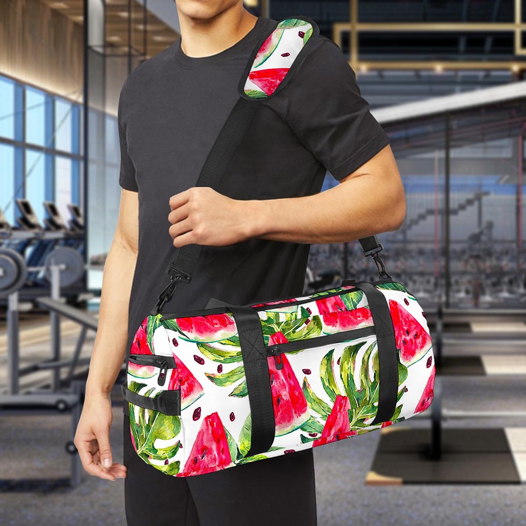 White Tropical Watermelon Pattern Print Gym Bag