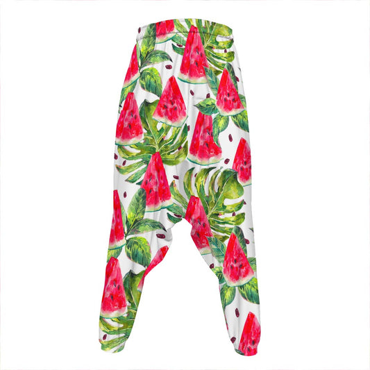 White Tropical Watermelon Pattern Print Hammer Pants