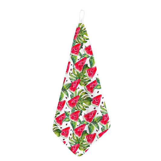White Tropical Watermelon Pattern Print Hand Towel