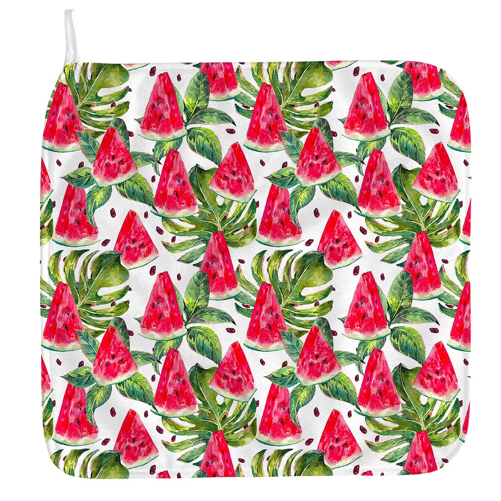 White Tropical Watermelon Pattern Print Hand Towel