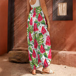 White Tropical Watermelon Pattern Print Harem Pants
