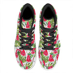 White Tropical Watermelon Pattern Print High Top Leather Sneakers