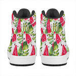 White Tropical Watermelon Pattern Print High Top Leather Sneakers
