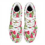 White Tropical Watermelon Pattern Print High Top Leather Sneakers