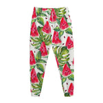 White Tropical Watermelon Pattern Print Jogger Pants