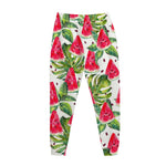 White Tropical Watermelon Pattern Print Jogger Pants
