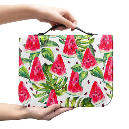 White Tropical Watermelon Pattern Print Leather Bible Cover