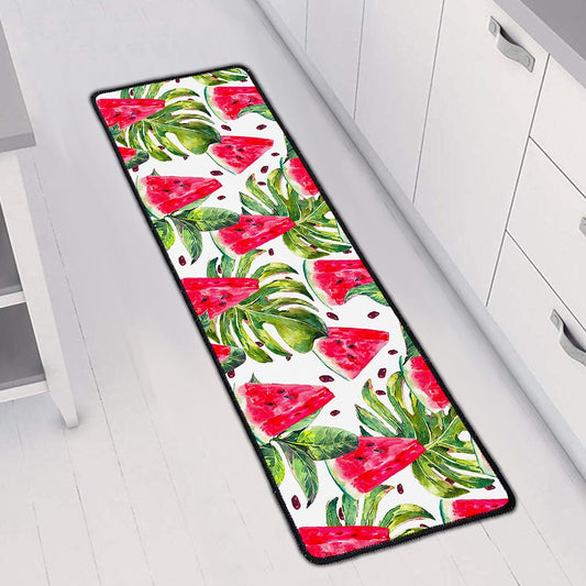 White Tropical Watermelon Pattern Print Long Kitchen Mat