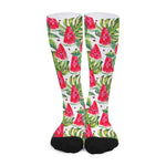 White Tropical Watermelon Pattern Print Long Socks