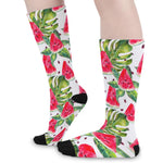 White Tropical Watermelon Pattern Print Long Socks
