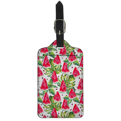 White Tropical Watermelon Pattern Print Luggage Tag