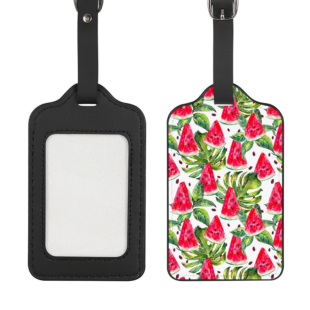 White Tropical Watermelon Pattern Print Luggage Tag