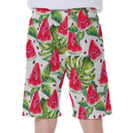 White Tropical Watermelon Pattern Print Men's Beach Shorts