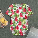 White Tropical Watermelon Pattern Print Men's Bodysuit