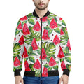 White Tropical Watermelon Pattern Print Men's Bomber Jacket