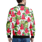 White Tropical Watermelon Pattern Print Men's Bomber Jacket