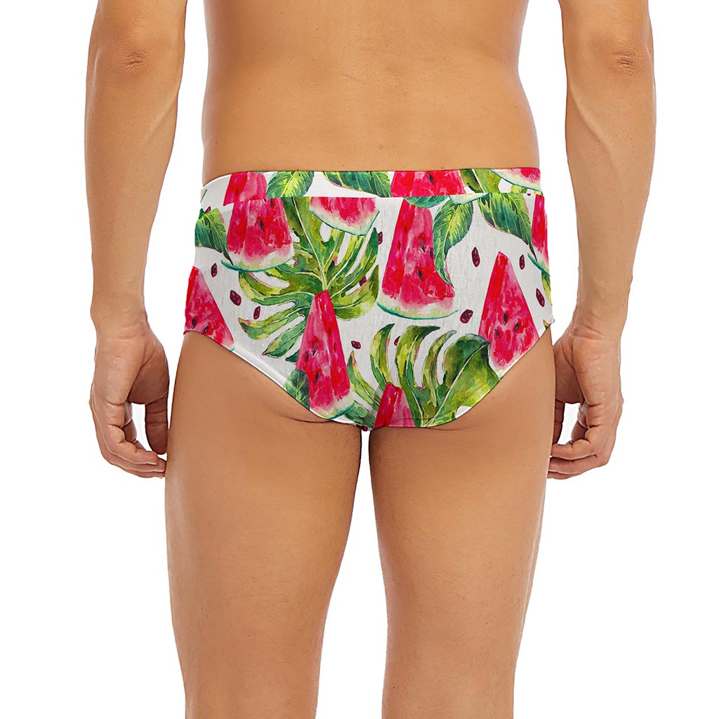 White Tropical Watermelon Pattern Print Men's Briefs