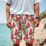 White Tropical Watermelon Pattern Print Men's Cargo Shorts