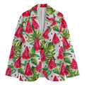 White Tropical Watermelon Pattern Print Men's Cotton Blazer