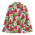 White Tropical Watermelon Pattern Print Men's Cotton Blazer