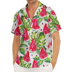 White Tropical Watermelon Pattern Print Men's Deep V-Neck Shirt