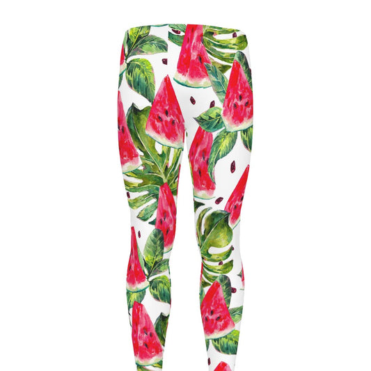 White Tropical Watermelon Pattern Print Men's leggings