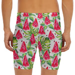 White Tropical Watermelon Pattern Print Men's Long Boxer Briefs