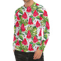 White Tropical Watermelon Pattern Print Men's Long Sleeve Rash Guard