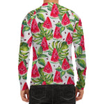 White Tropical Watermelon Pattern Print Men's Long Sleeve Rash Guard