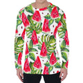 White Tropical Watermelon Pattern Print Men's Long Sleeve T-Shirt
