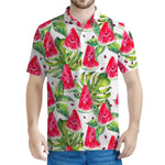 White Tropical Watermelon Pattern Print Men's Polo Shirt