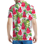 White Tropical Watermelon Pattern Print Men's Polo Shirt