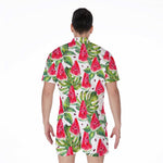 White Tropical Watermelon Pattern Print Men's Rompers