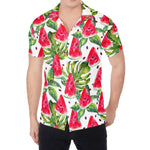 White Tropical Watermelon Pattern Print Men's Shirt
