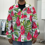 White Tropical Watermelon Pattern Print Men's Shirt Jacket