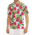 White Tropical Watermelon Pattern Print Men's Short Sleeve Rash Guard