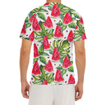 White Tropical Watermelon Pattern Print Men's Short Sleeve Rash Guard