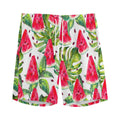 White Tropical Watermelon Pattern Print Men's Athletic Shorts