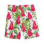 White Tropical Watermelon Pattern Print Men's Sports Shorts