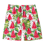 White Tropical Watermelon Pattern Print Men's Swim Trunks
