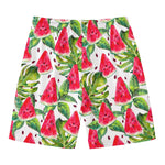 White Tropical Watermelon Pattern Print Men's Swim Trunks
