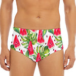 White Tropical Watermelon Pattern Print Men's Triangle Swim Briefs