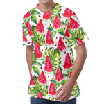 White Tropical Watermelon Pattern Print Men's Velvet T-Shirt